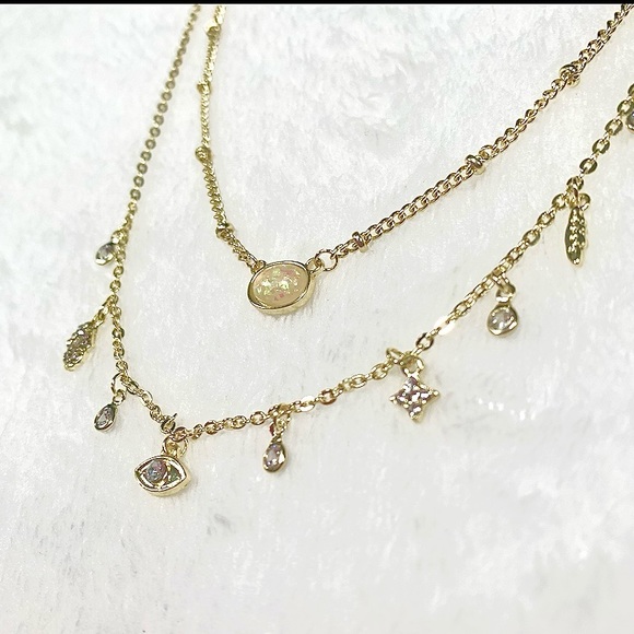 Jules Smith Opal Inner Goddess Necklace 14K Gold Layered New Sale - Picture 5 of 6